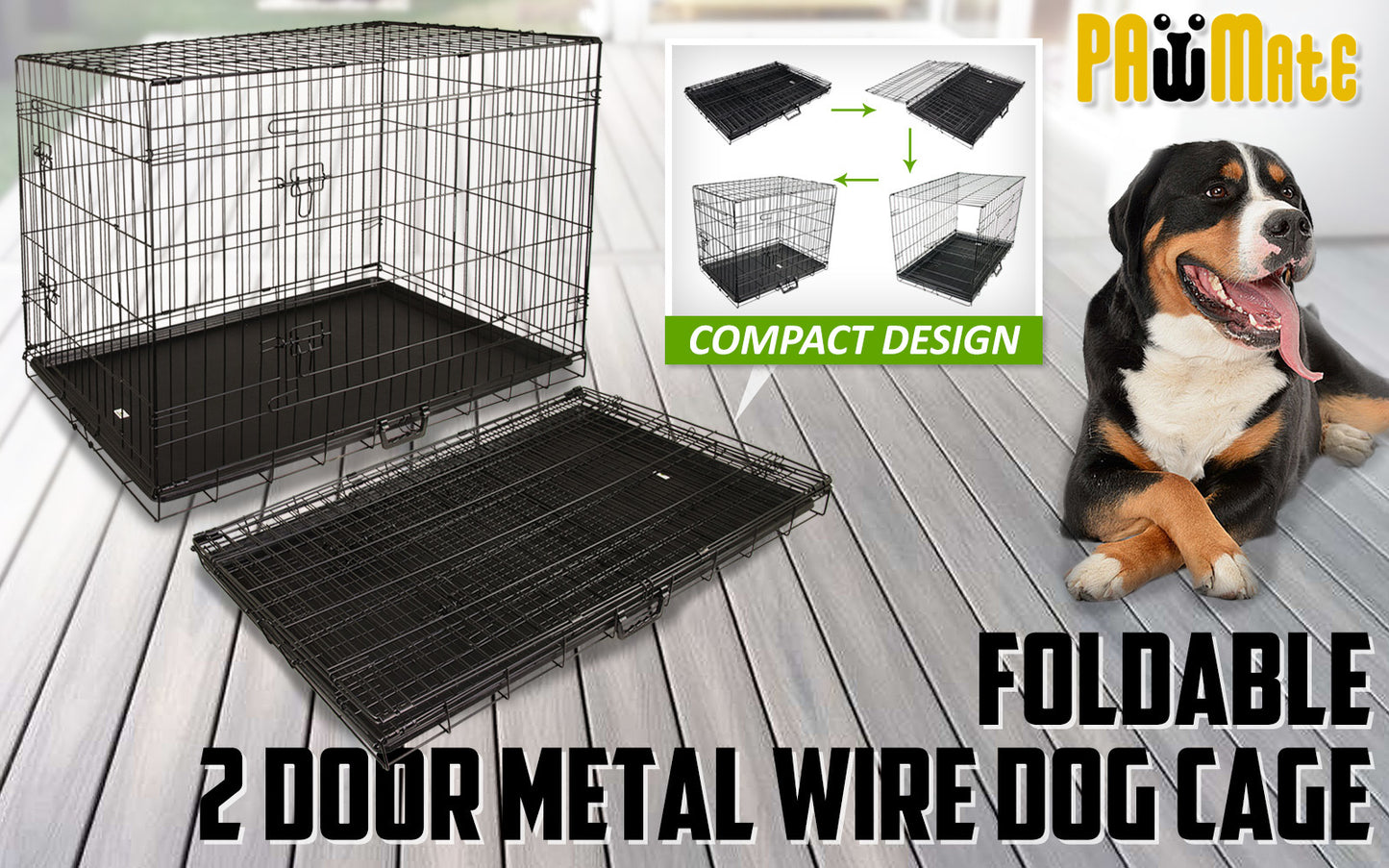 Foldable Dog Crate - 107x71cm
