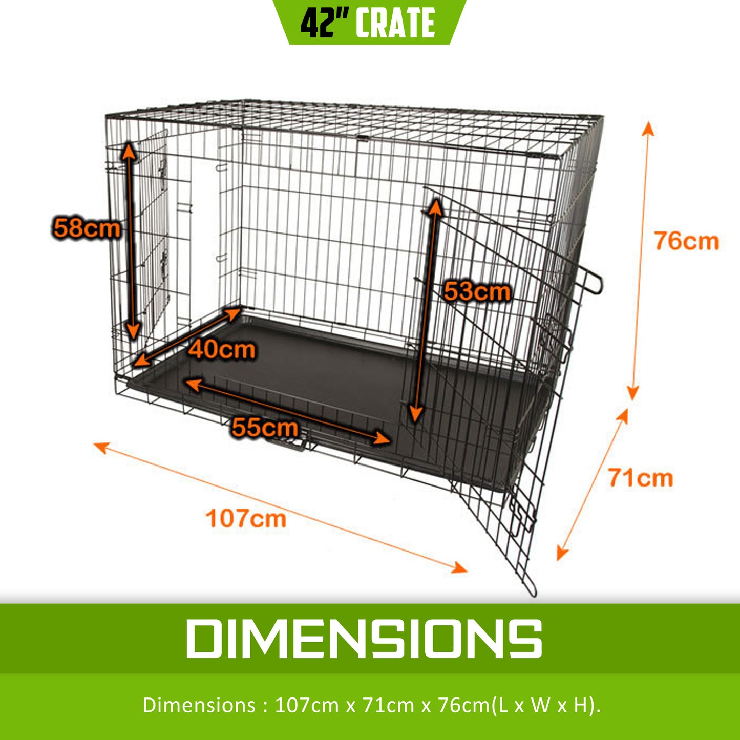 Foldable Dog Crate - 107x71cm