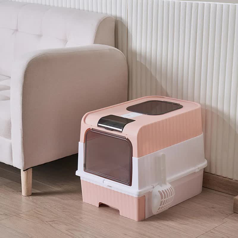 Enclosed Cat Litter Box with Drawer & Scoop