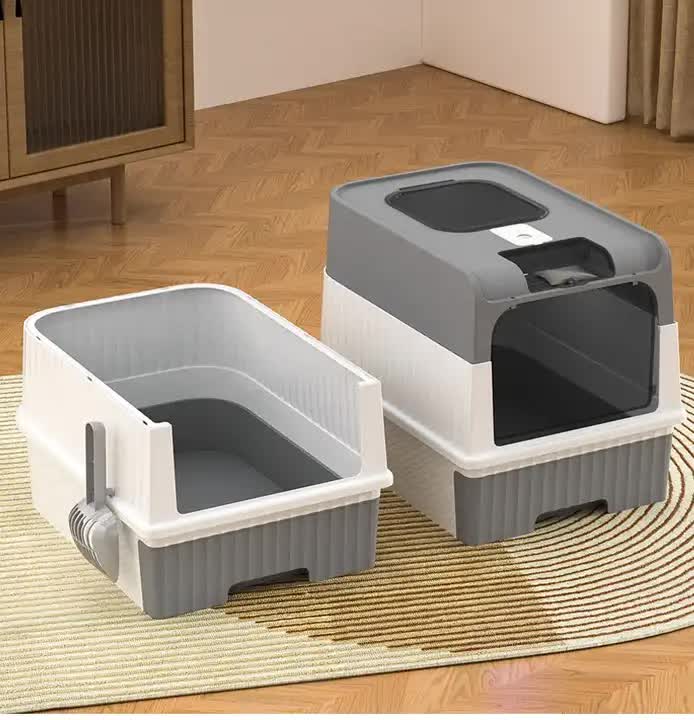 Enclosed Cat Litter Box with Drawer & Scoop