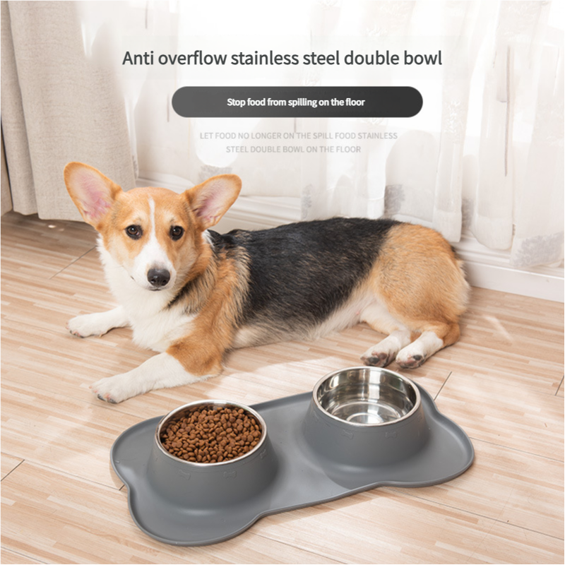 Non-Slip Stainless Steel Double Pet Bowl