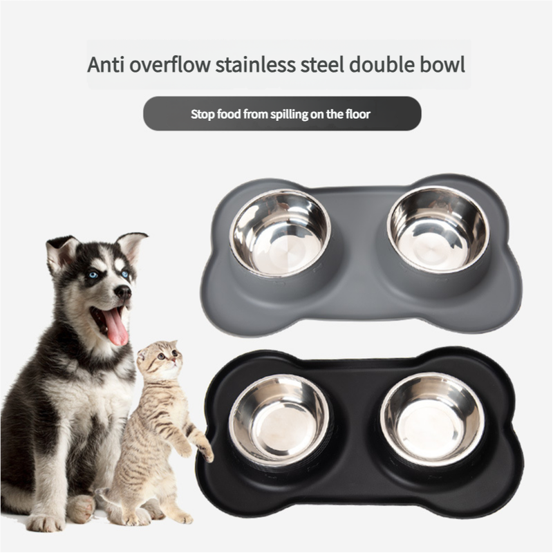Non-Slip Stainless Steel Double Pet Bowl