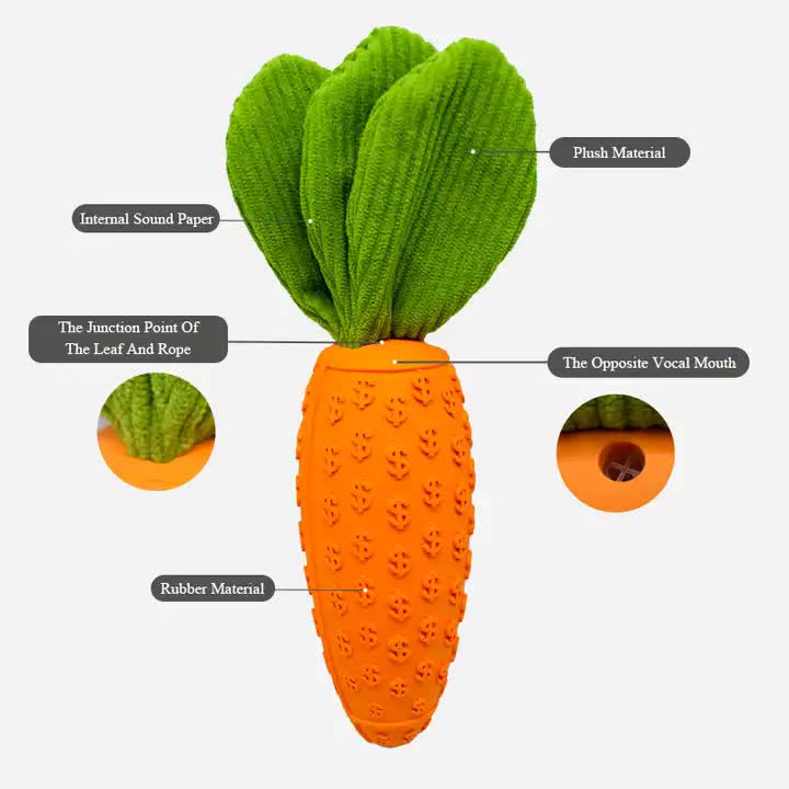 Squeaky Chew Toy - Carrot (2 PCS)