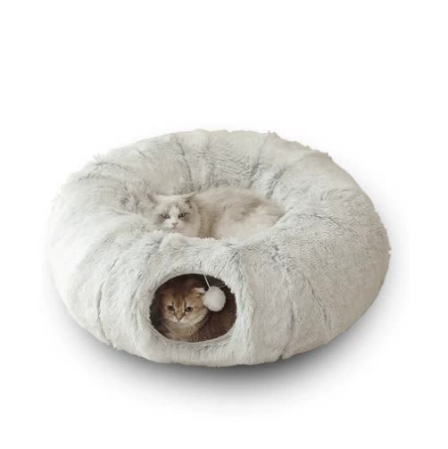 Plush Cat Bed with Hidden Tunnel