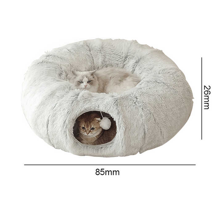Plush Cat Bed with Hidden Tunnel