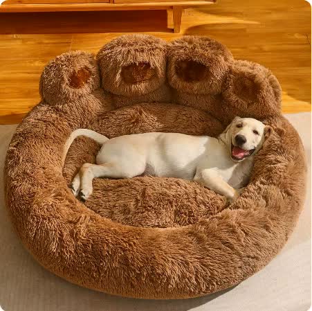 Ultra-Soft Plush Paw Design Dog Bed