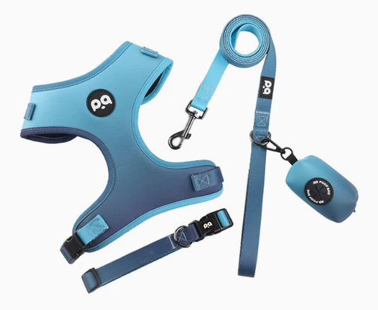 Adjustable Soft Pet Harness with Leash & Waste Bag Dispenser