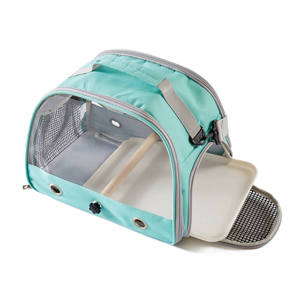 Portable Bird Carrier with Perch & Tray