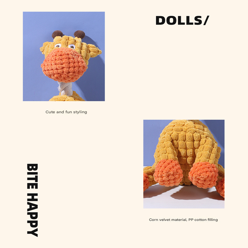 Corduroy Squeaky Giraffe Toy